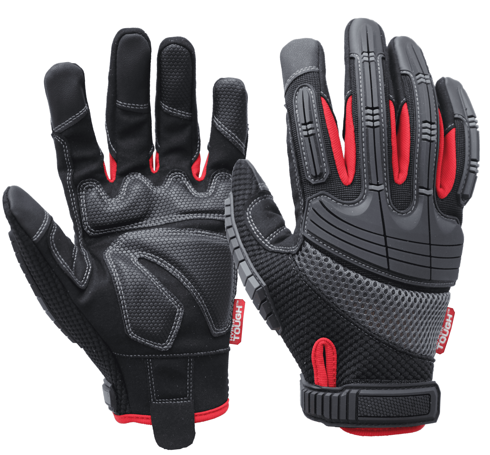 Hyper Tough High Performance Black Synthetic Leather Mechanic Gloves, Men's  Medium, 1pair 