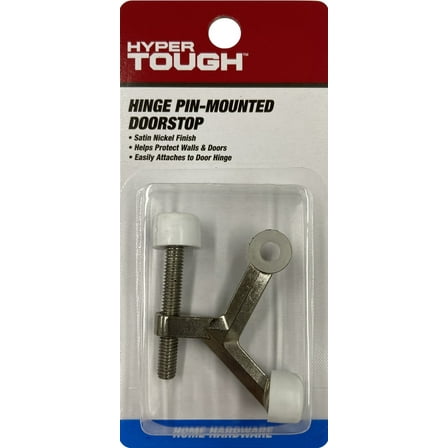 Hyper Tough Hinge Pin Mounted Doorstop, Satin Nickel, Assembled Product Depth 5.65 Inch