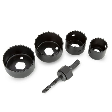 Hyper Tough Hole Saw Set with Arbor 1-1/4-Inch, 1-1/2-Inch, 2-Inch and 2-1/8-Inch, 3580