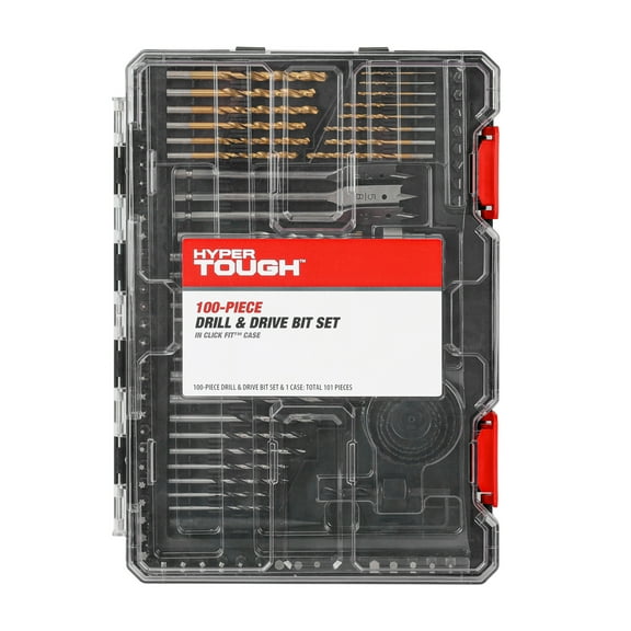 Hyper Tough 102-Piece Power Tool Accessory Kit in Click Fit Case, Holiday Gift