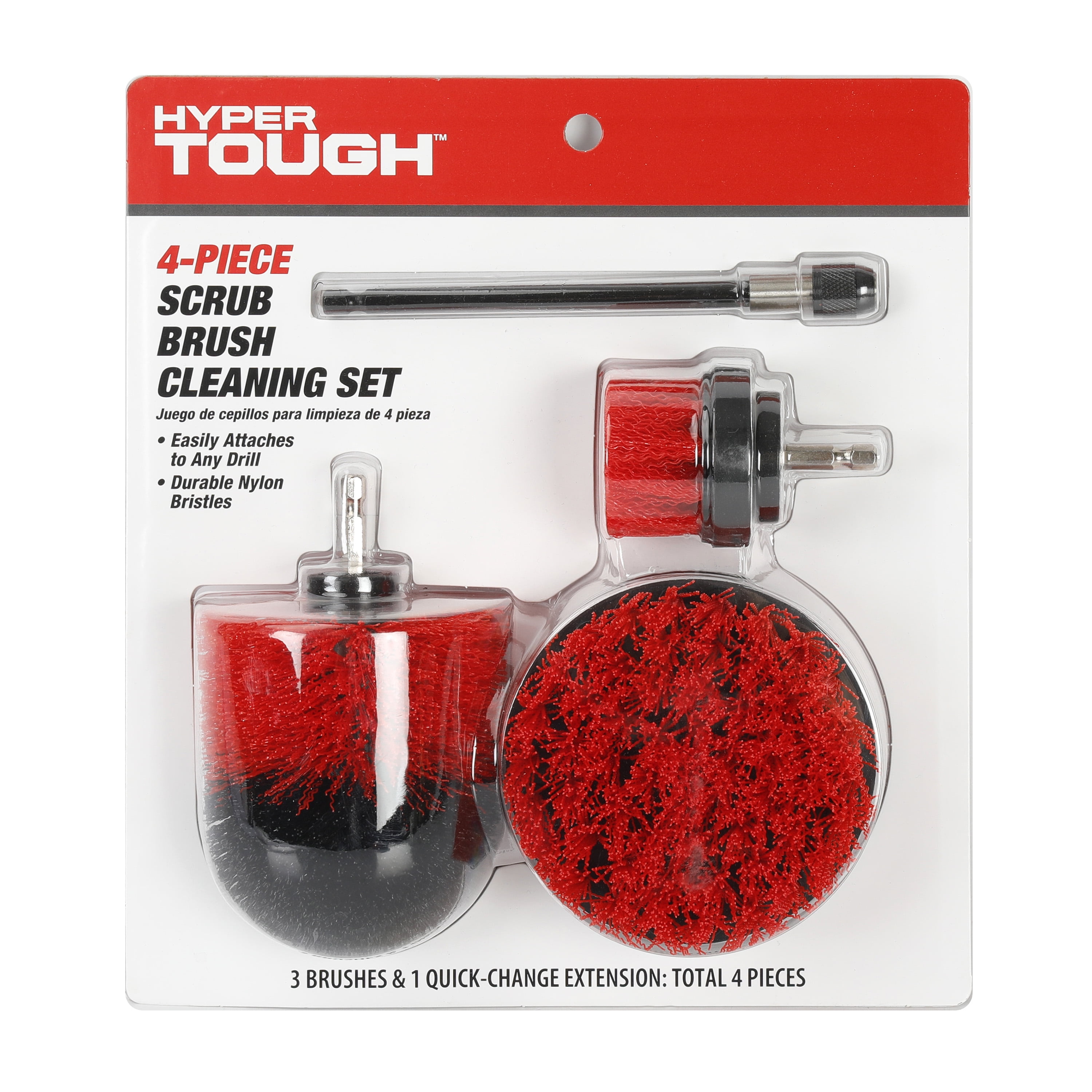 Hyper Tough 4-Piece Scrub Brush Cleaning Set, Holiday Gift