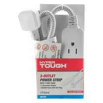 Hyper Tough Indoor 3-Outlet 2ft , 13A 125V White Braided Cable Flat plug