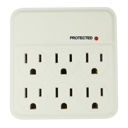 Hyper Tough Indoor 6-Outlet Surge Tap 1000-Joule Protection, 15 Amps, White