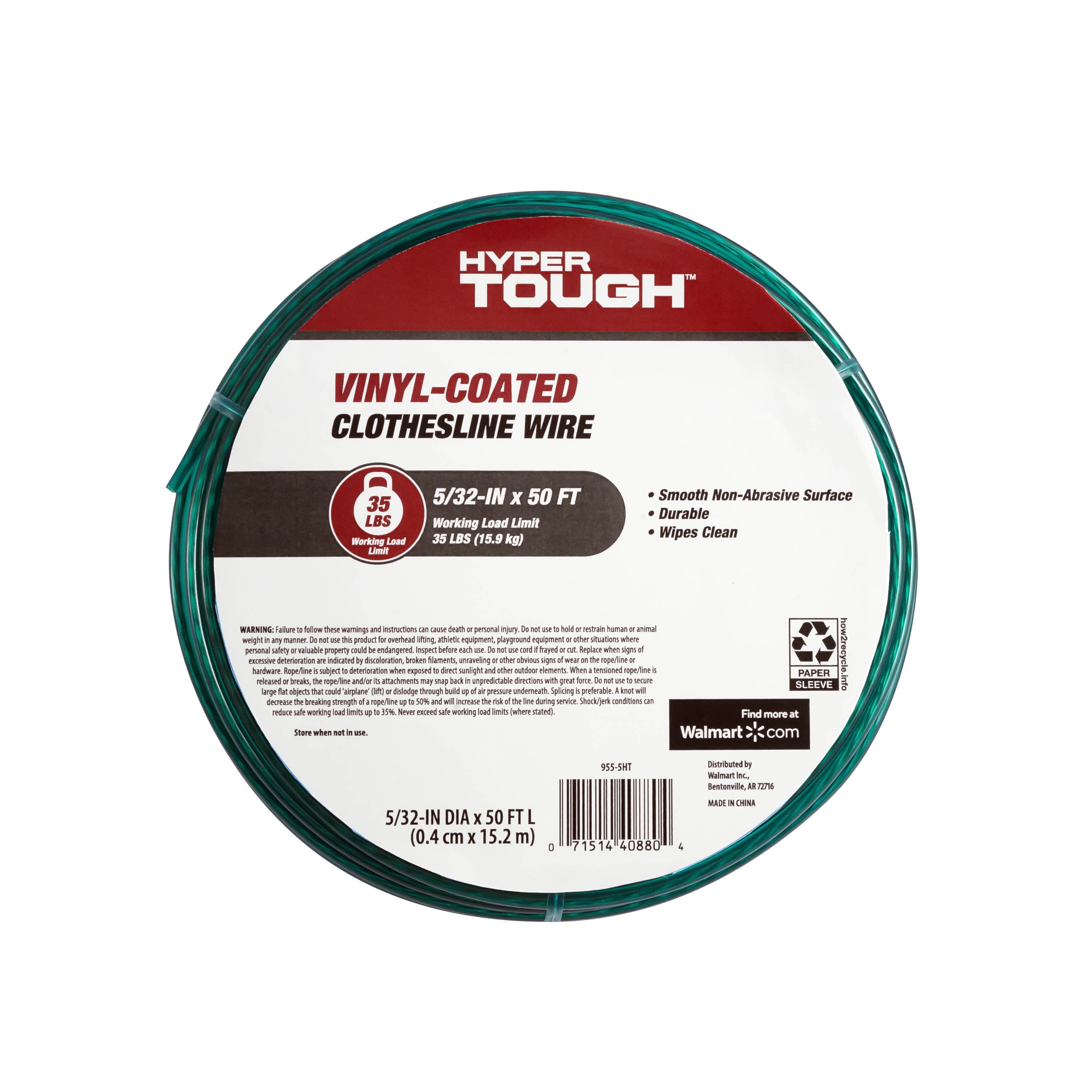 Hyper Tough 955-5HT Vinyl-Coated Wire Clothesline, 5/32 Hyper Tough 955-5HT Vinyl-Coated Wire Clothesline, 5/32