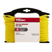 Hyper Tough Item# DF850-HT, Polypropylene Hollow Braid Rope, Yellow Color, 3/8" x 50', 1 Each