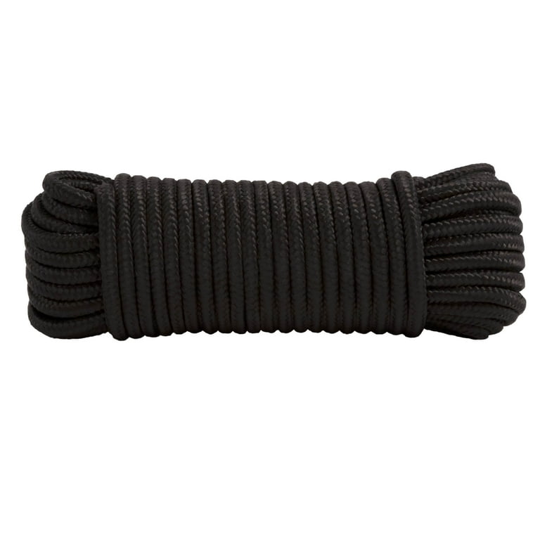 Hyper Tough Item# MFP850B-HT, Polypropylene Diamond Braid Rope, Black, 1/4  Diameter x 50' Length, 1 Each