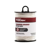 Hyper Tough Item NML40-HT, Nylon Blend Diamond Braid Rope, White, 1/8 x 40', 1 Each