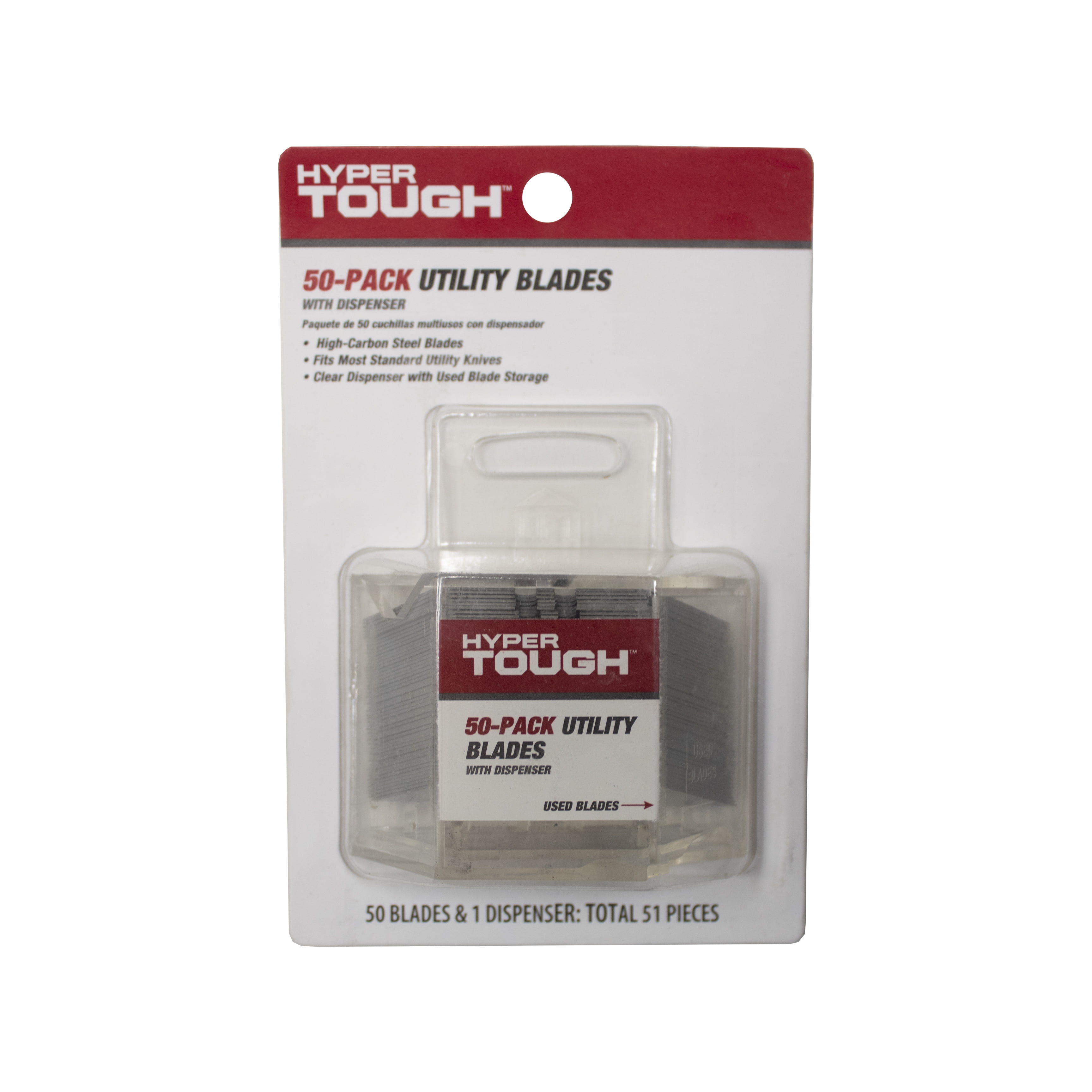 Hyper Tough 50-Pack Utility Blades Dispenser Heavy-Duty Carbon