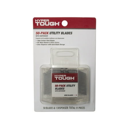 Hyper Tough KB50HT 50-Pack Standard 2-Notch Utility Blades in Dispenser - 50 Blades