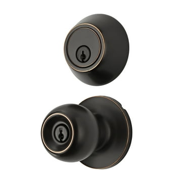 Hyper Tough Keyed Entry Ball Doorknob Lock and Single Cylinder Deadbolt Oil Rubbed Bronze Finish Combo Pack