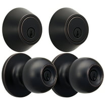 Hyper Tough Keyed Entry Ball Doorknob and Deadbolt Combo in Oil-Rubbed Bronze Finish, Twin Pack