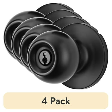 (4 pack) Hyper Tough Keyed Entry Ball Locking Doorknob Matte Black Finish