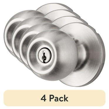 (4 pack) Hyper Tough Keyed Entry Ball Locking Doorknob Stainless Steel Finish