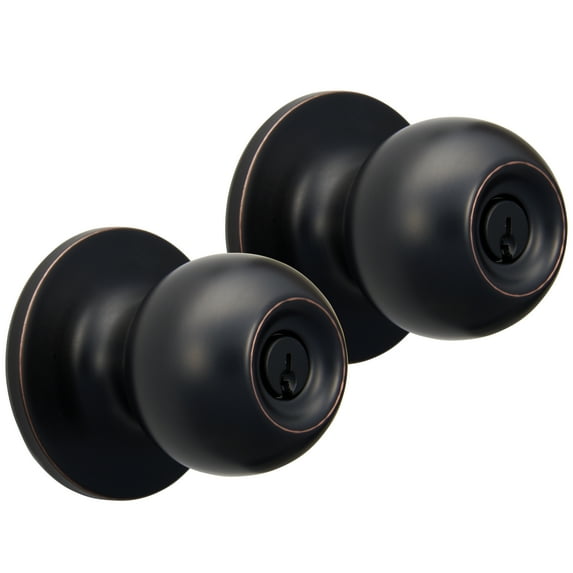 Hyper Tough Keyed Entry Ball Style Doorknob, Oil-Rubbed Bronze Finish, Twin Pack