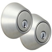 Hyper Tough Keyed Entry Classic Style Single Cylinder Deadbolt, Stainless Steel Finish, Twin Pack