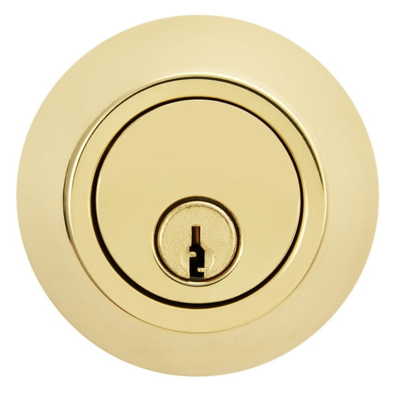 Hyper Tough Keyed Entry Single Cylinder Steel Deadbolt Lock, Polished Brass Finish