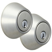 Hyper Tough Keyed Entry Single Cylinder Deadbolt Lock, Stainless Steel Finish, Twin pack