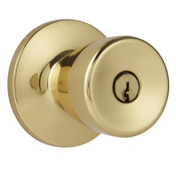 Hyper Tough, Keyed Entry, Tulip Style Doorknob, Polished Brass