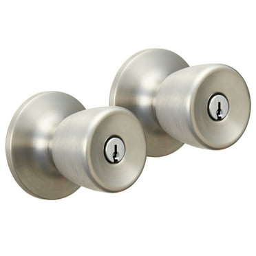 Hyper Tough, Keyed Entry Tulip Style Doorknob Twin Pack, Stainless Steel Finish