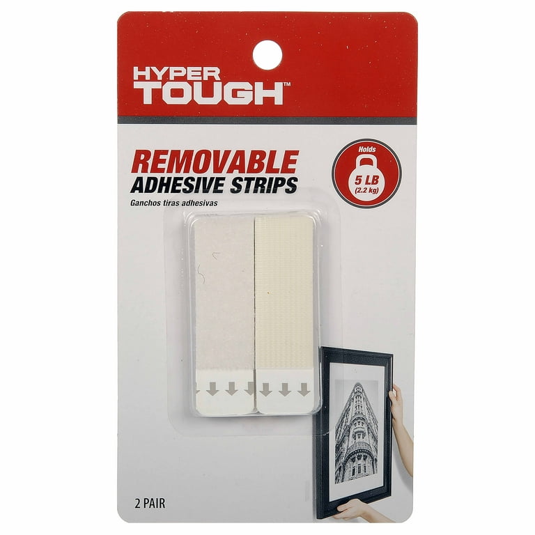 Hyper Tough Large Removable Picture Strips 2 Pairs of White Picture Hanging Strips Holds 5 lbs Walmart