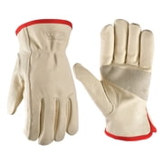 Hyper Tough Leather Work Gloves, Cowhide Leather, Beige, Large (HT1250L)