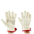 thumbnail interactive-video image 1 of Hyper Tough Leather Work Gloves, Cowhide Leather, Beige, Large (HT1250L), 1 of 6