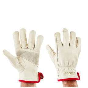 Hyper Tough Leather Work Gloves, Cowhide Leather, Beige, Large (HT1250L)