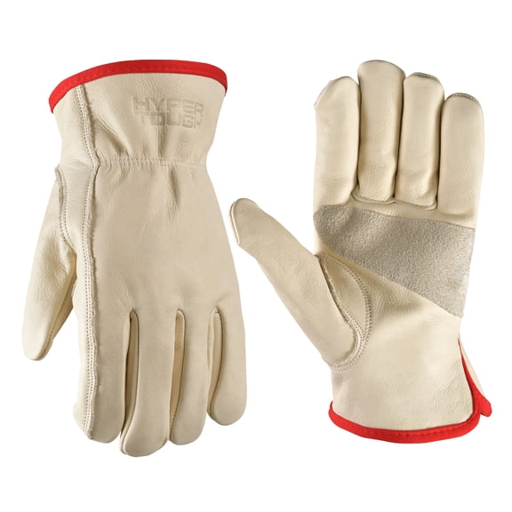 Hyper Tough Leather Work Gloves, Cowhide Leather, Beige, X-Large (HT1250XL)