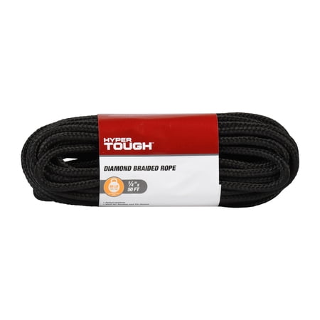 Hyper Tough MFP Diamond Braid Rope 1/4"x 50' Black