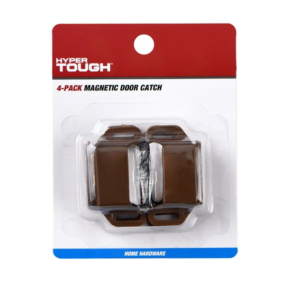 Hyper Tough Magnetic Door Catch, Brown, 4 counts per pack, mounting hardware included