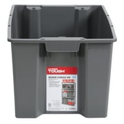 Hyper Tough Garage Plastic Stacking Open Storage Bin, Medium, Gray, No Lid