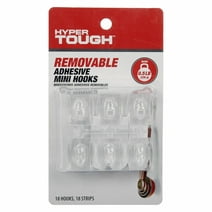 Hyper Tough, Mini Removable Plastic Hooks, 18 Clear Square Mini Hooks and 18 Clear Strips, Holds .5LB