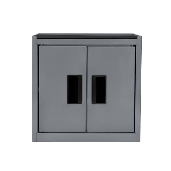 Hyper Tough Mini Tool Cabinet, 11.6 in, Steel, Gray, Double Doors, Non-Slip Top Mat