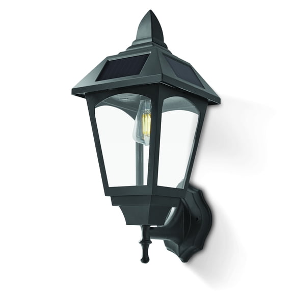 Hyper Tough Motion Sensor Activated Solar Wall Lantern, W/Filament Bulb, Black
