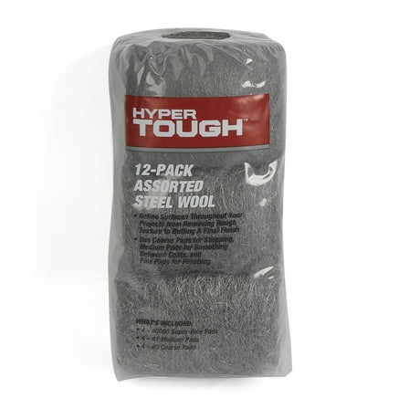 Hyper Tough Multi Grade Assorted Steel Wool Pads, 12-pack, Model 2148