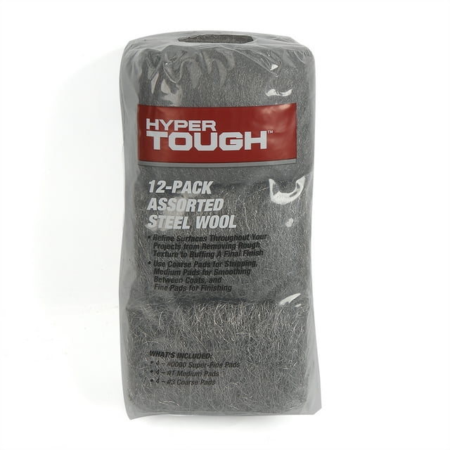Hyper Tough Multi Grade Assorted Steel Wool Pads, 12Pack, Model 2148