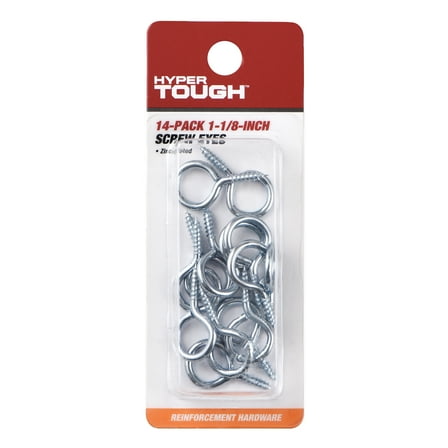 Hyper Tough New 1-1/8 inch. Screw Eye, Zinc Plated, 14 Pieces