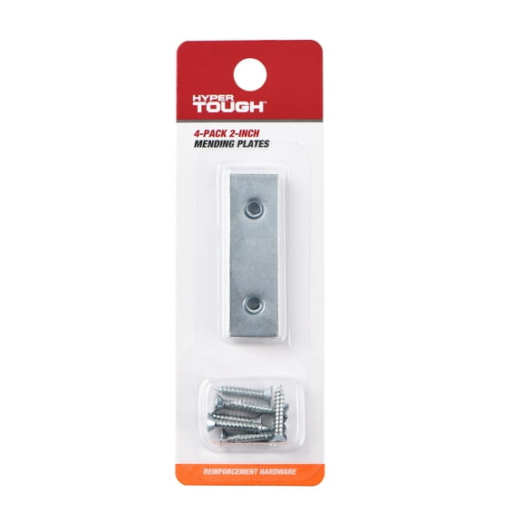 Hyper Tough New 2 inch Mending Plate, Steel, Zinc Plated (4 Pack), mounting screws included