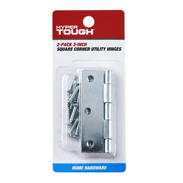 Hyper Tough New 3 in. Utility Hinge, Zinc Plated, 2 Pack. Assembled product length:3.012 in