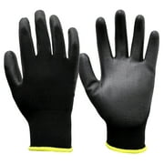 Hyper Tough Nylon Liner PU Dipped Gripping Work Gloves, Full Fingers, Men's Medium Size, 1pair