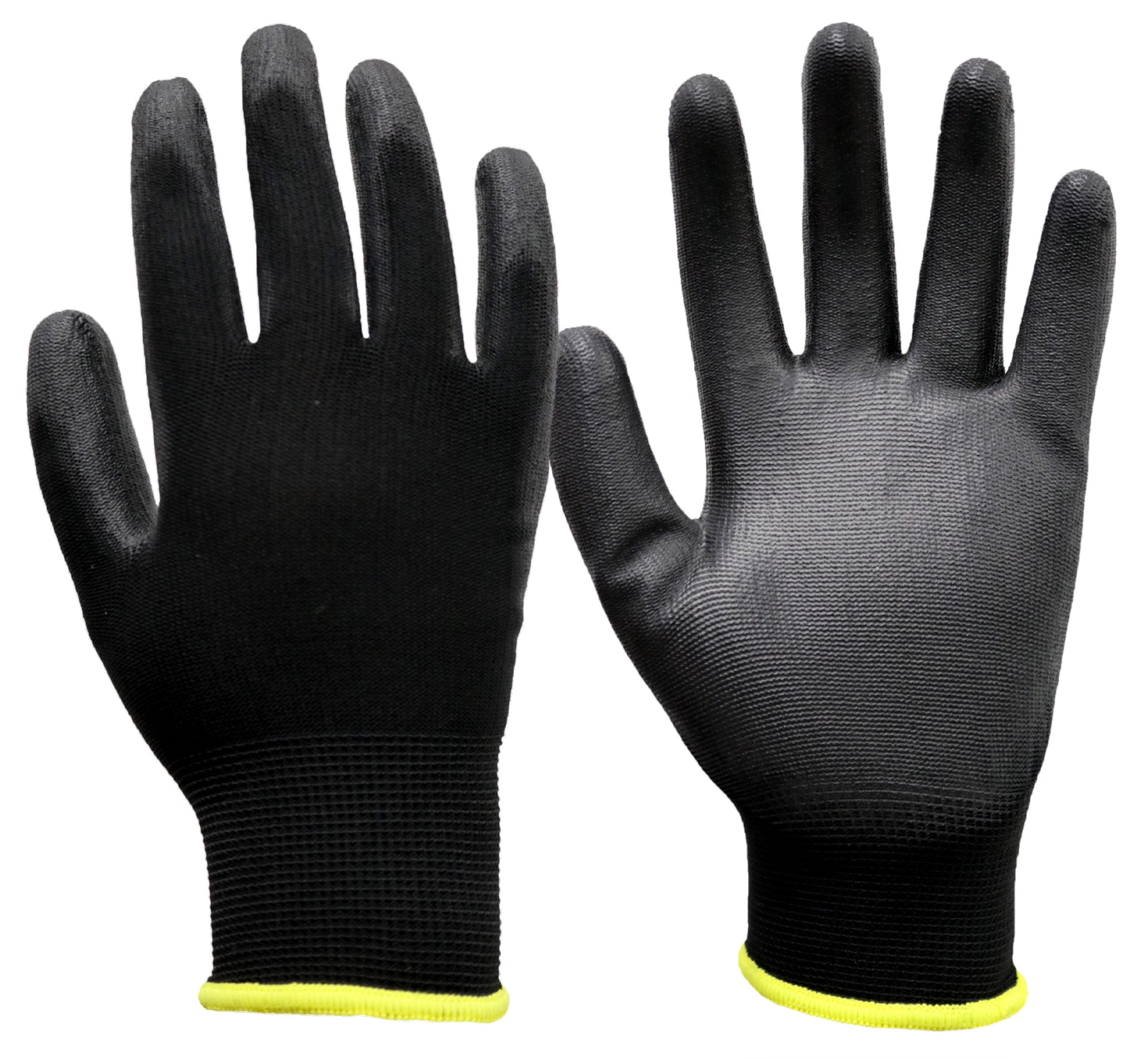 Global Glove PUG17 Polyurethane/Nylon Work Gloves - Medium, Black (Case Of 144)