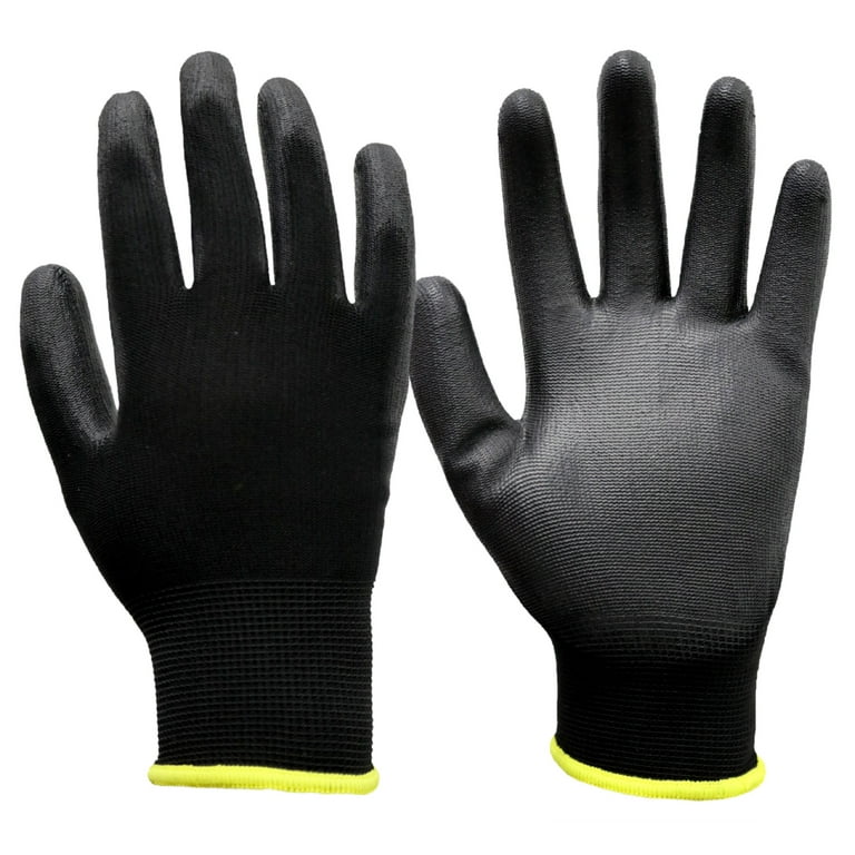 Hyper Tough Nylon Liner PU Dipped Gripping Work Gloves, Full Fingers, Men's  x-Large Size 