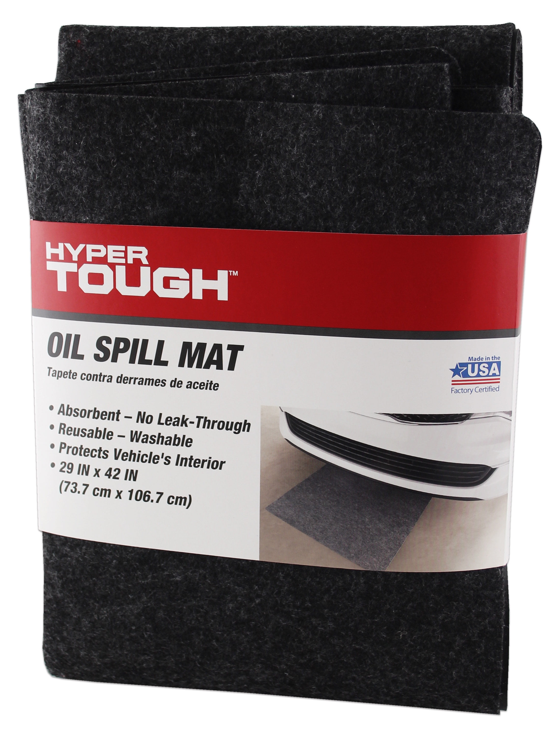 Hyper Tough Oil Spill Mat, Absorbent Material Traps Spills, Floor Mat- Black