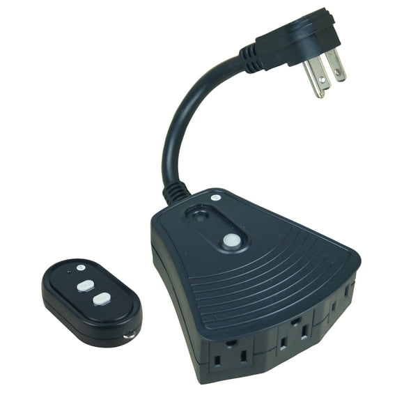 Hyper Tough Outdoor 3-Outlet Wireless Remote Control, Black