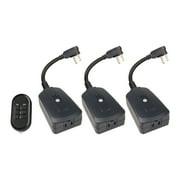 Hyper Tough Outdoor 3 Pack Remote Control and Each Receiver with 1-Outlet Wireless Remote Control, Black