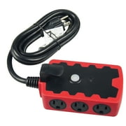 Hyper Tough Outdoor 6-Outlet 6ft Extension Cord Hub, Red/Black