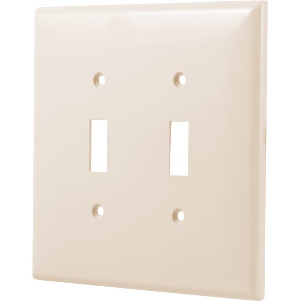Hyper Tough Oversized Wallplate, Double Switch, Light Almond Nylon, 0A