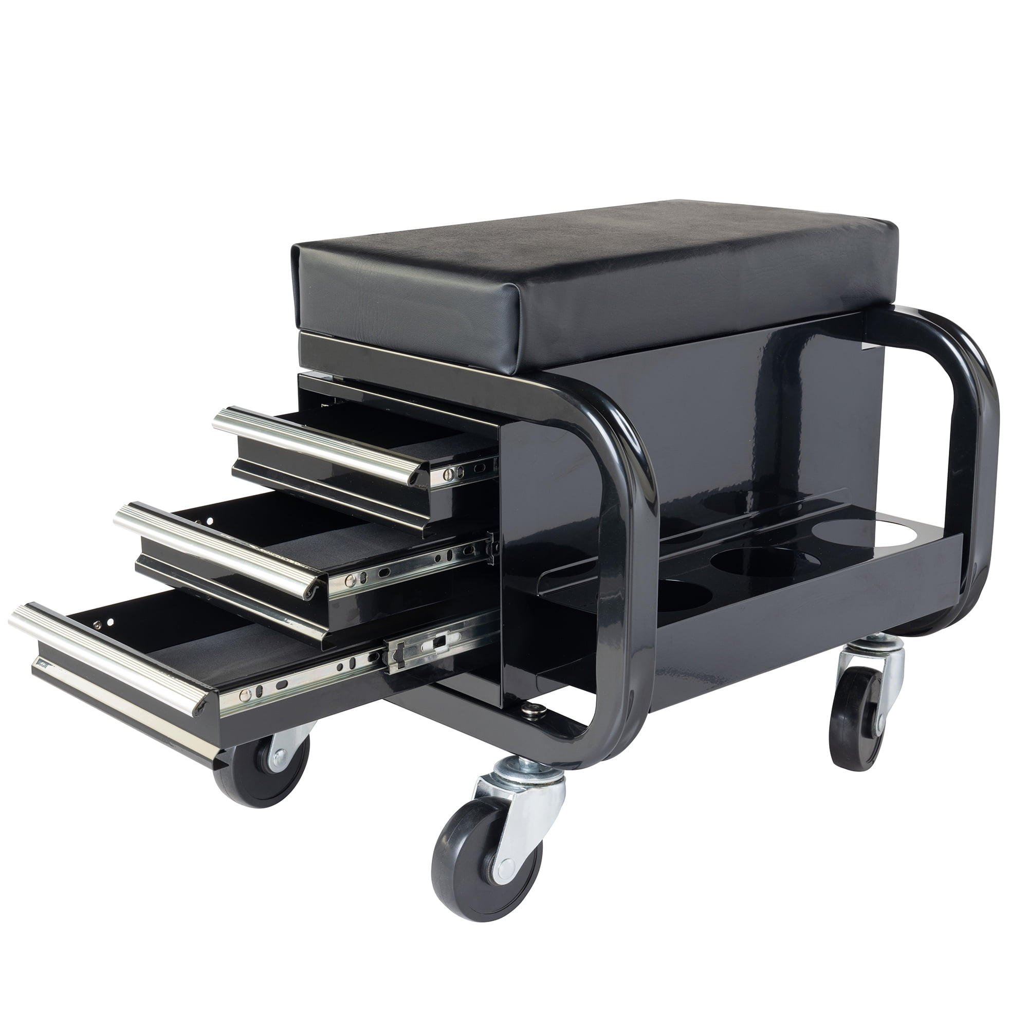 Hyper Tough PD2016AW 3-Drawer Creeper Seat, Black With 4 Caster Wheels