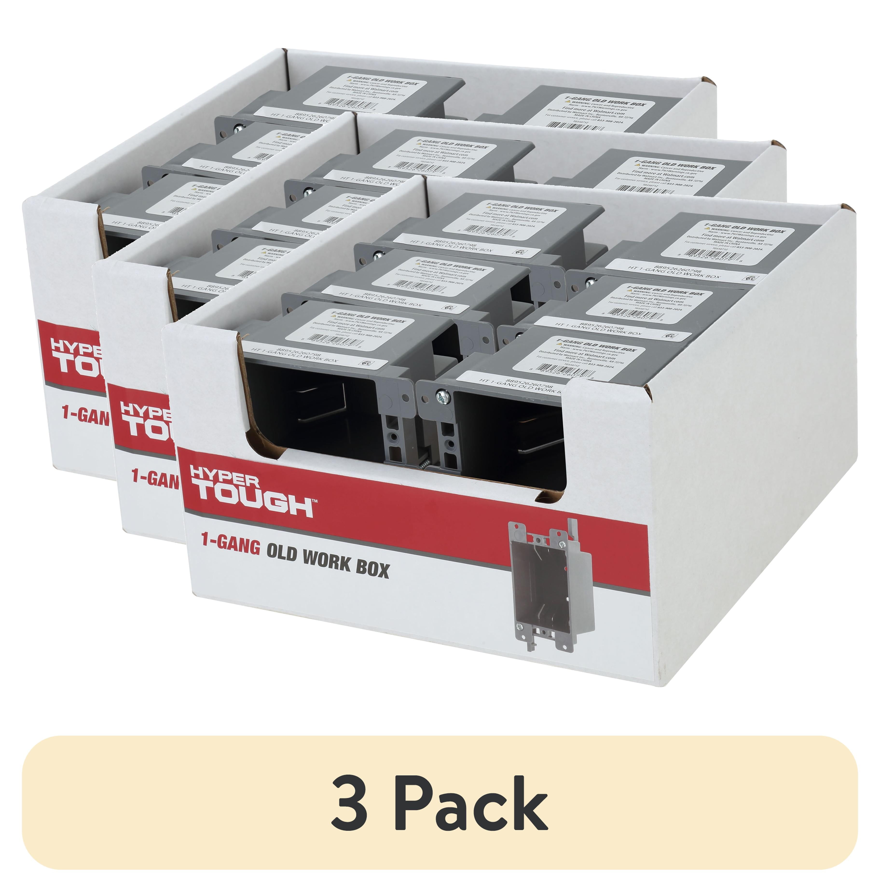 (3 pack) Hyper Tough PVC 1 Gang Receptacle Switch/Outlet Electrical Box ...