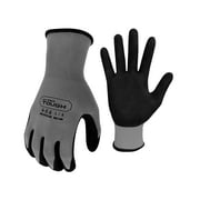 Hyper Tough Performance Grip Gloves, ANSI, Nitrile, Nylon, Spandex, Gray, Large